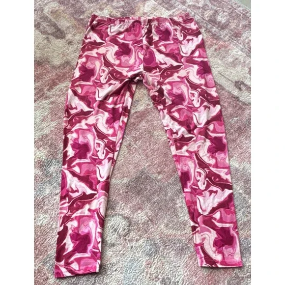 Bobbie Brooks Women's XL Ankle Leggings Pink Red Geometric Stretch 2-Pack - Picture 2 of 7